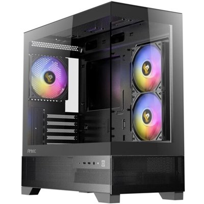 ANTEC CX500M Micro Tower Gaming Case, Black, ARGB, 2 x USB 3.0 / 1 x USB Type-C, Tempered Glass Side Panel, Micro-ATX/ITX