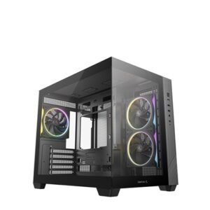 DeepCool CG330 3F ARGB Dual-Chamber Micro-ATX Tower Case, Tempered Glass Panels, 3 x 120mm ARGB Fans, USB 3.0, ITX/Micro-ATX, Black