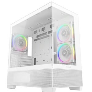 DeepCool CG380 3F Micro-ATX Gaming Case White  Panoramic Tempered Glass Side Panel, Mesh Airflow Front, 3 Pre-Installed ARGB Fans, USB-C & USB-A Front I/O, Spacious SFF/mATX/ITX Build Support