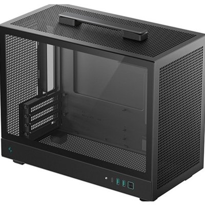 DeepCool CH160 PLUS Mini-ITX Mini Tower PC Case, Tempered Glass, High-Airflow Mesh Design, USB-C & USB 3.0 Front I/O, Supports ATX PSU & 305mm GPU, Black
