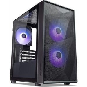 TecWare Forge M2 mATX PC Case, Compact High Airflow Mesh Front Panel, 3 x ARGB Fans Included, Hinged Tempered Glass Door, Supports 240mm Radiator, mATX/ITX, Black