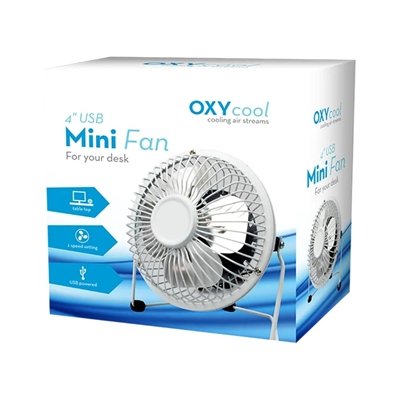 4" USB Mini Desk Fan, Portable, Single-Speed, Adjustable Tilt, Compact Tabletop Fan for Office, Home & Laptop Use (White)