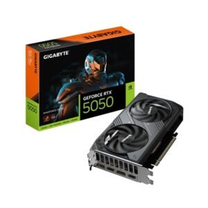 Gigabyte NVIDIA GeForce RTX 5050 WINDFORCE OC 8GB, GDDR6 Graphics Card, 2560 Cuda Core, 2587MHz Core Clock, Windforce cooling system, Dual Fan, 2x DisplayPorts / 2x HDMI Ports