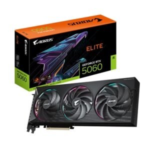 Gigabyte AORUS NVIDIA GeForce RTX 5060 ELITE GDDR7 Graphics Card, 3840 CUDA Cores, 2722 MHz Core Clock, Triple Fan, 3x DisplayPorts / 1x HDMI Port