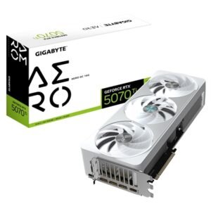 Gigabyte NVIDIA GeForce RTX 5070 Ti AERO OC 16GB GDDR7 Graphics Card, 8960 CUDA Cores, 2588 MHz Core Clock, Triple Fan, White, RGB, 3x DisplayPorts / 1x HDMI Port