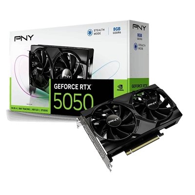 PNY NVIDIA GeForce RTX 5050 8GB GDDR6 Graphics Card, 2560 CUDA Cores, 2317 MHz Core Clock, Dual Fan, 3x DisplayPorts / 1x HDMI Port