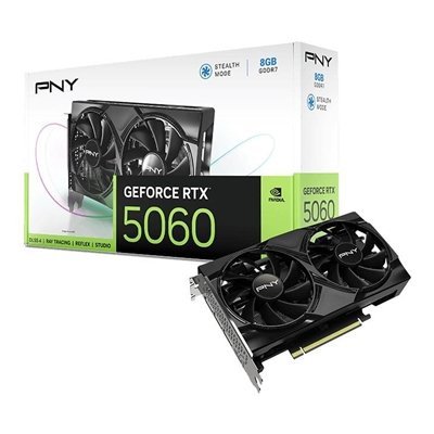PNY NVIDIA GeForce RTX 5060 8GB GDDR7 Graphics Card, 3840 CUDA Cores, 2280 MHz Core Clock, Dual Fan, 3x DisplayPorts / 1x HDMI Port