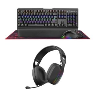 Marvo Scorpion CM420-UK RGB Mechanical Keyboard, Mouse and Mouse Pad with HG9086W Bluetooth and Wired Tri-Mode Connection RGB Stereo Gaming Headphones