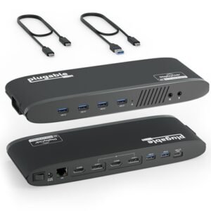 Plugable UD-6950H Universal Dual Monitor 4K USB-A/USB-C DisplayLink Certified Docking Station