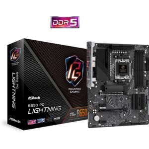 ASRock B650 PG Lightning AMD AM5 Socket Motherboard, ATX, 4x DDR5 Slots, 3x M.2 Sockets, Fitted I/O Shield, 2.5GbE LAN, 1x HDMI Port