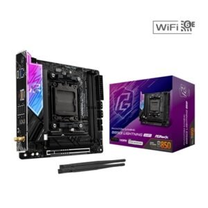 ASRock B850I Lightning WiFi PHANTOM GAMING AMD AM5 Socket Motherboard, Mini-ITX, 2x DDR5 Slots, 2x M.2 Sockets, Fitted I/O Shield, 2.5GbE LAN, Wi-Fi 6E, 1x HDMI Port / 1x USB-C
