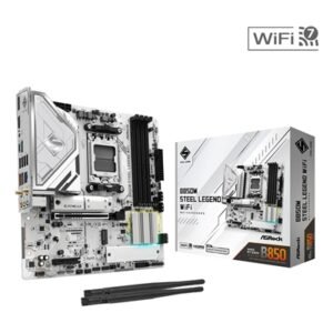 ASRock B850M Steel Legend WiFi AMD AM5 Socket Motherboard, Micro-ATX, 4x DDR5 Slots, 3x M.2 Sockets, Fitted I/O Shield, 2.5GbE LAN, Wi-Fi 7, 1x DisplayPort / 1x HDMI Port