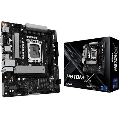ASRock H810M-X Intel Socket 1851 Motherboard, 2x DDR5 DIMM Slots, 1x M.2 Socket, 2.5G LAN, 1x HDMI Port / 1x DisplayPort