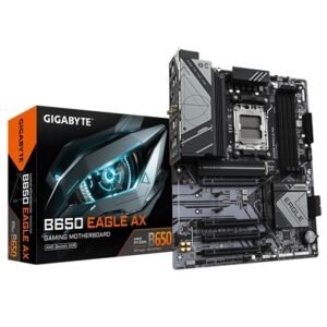 Gigabyte B650 EAGLE AX AMD AM5 Socket Motherboard, ATX, 4x DDR5 Slots, 3x M.2 Sockets, Fitted I/O Shield, GbE LAN, Wi-Fi 6E, 1x DisplayPort / 1x HDMI Port
