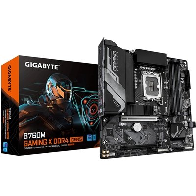 Gigabyte B760M GAMING X DDR4 GEN5 Intel 1700 Socket Motherboard, Micro-ATX, 4x DDR4 Slots, 2x M.2 Sockets, Fitted I/O Shield, 2.5GbE LAN, 1x DisplayPort / 1x HDMI Port