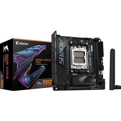 Gigabyte B850I AORUS PRO AMD AM5 Socket Motherboard, Mini-ITX, 2x DDR5 Slots, 2x M.2 Sockets, Fitted I/O Shield, 2.5GbE LAN, Wi-Fi 7, 1x HDMI Port