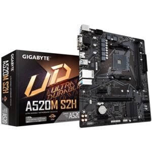 Gigabyte A520M S2H Ultra Durable AMD AM4 Socket Motherboard, Micro-ATX, 2x DDR4 Slots, 1x M.2 Socket, GbE LAN, 1x D-Sub / 1x DVI-D / 1x HDMI Port