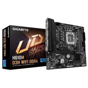 Gigabyte H610M D3H WIFI DDR4 Intel 1700 Socket Motherboard, Micro-ATX, 2x DDR4 Slots, 2x M.2 Socket, GbE LAN, Wi-Fi 5, 1x HDMI Port