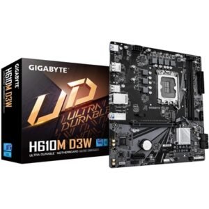 Gigabyte H610M D3W (Rev. 1.1) Intel 1700 Socket Motherboard, Micro-ATX, 2x DDR5 Slots, 1x M.2 Socket, GbE LAN, 1x DisplayPort / 1x HDMI Port