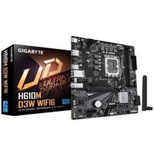 Gigabyte H610M D3W WIFI6 (Rev. 1.1) Intel 1700 Socket Motherboard, Micro-ATX, 2x DDR5 Slots, 1x M.2 Socket, GbE LAN, WiFi 6, 1x DisplayPort / 1x HDMI Port