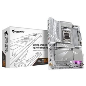 Gigabyte X870 AORUS ELITE WIFI7 ICE AMD AM5 Socket Motherboard, ATX, 4x DDR5 Slots, 4x M.2 Sockets, Fitted I/O Shield, 2.5GbE LAN, Wi-Fi 7, 1x HDMI Port / 2x USB-C (USB4)