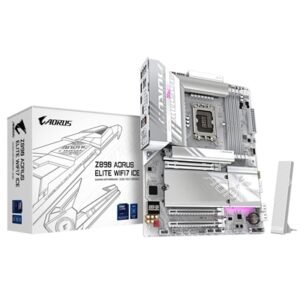 Gigabyte Z890 AORUS ELITE WIFI7 ICE Intel 1851 Socket Motherboard, ATX, 4x DDR5 Slots, 4x M.2 Sockets, Fitted I/O Shield, 2.5GbE LAN, Wi-Fi 7, 1x DisplayPort / 1x USB-C (USB4)
