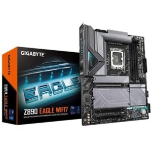 Gigabyte Z890 EAGLE WIFI7 Intel 1851 Socket Motherboard, ATX, 4x DDR5 Slots, 4x M.2 Sockets, Fitted I/O Shield, 2.5GbE LAN, Wi-Fi 7, 1x DisplayPort / 1x USB-C (USB4)