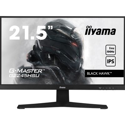 iiyama G-MASTER G2245HSU-B2 22 inch IPS Gaming Monitor, Full HD, 1ms, HDMI, DisplayPort, USB Hub, Freesync, 100Hz, Speakers, Black, Internal PSU, VESA