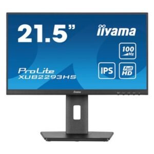 iiyama PROLITE XUB2293HS-B6 22 inch IPS Monitor, Full HD, 1ms, HDMI, DisplayPort, Freesync, 100Hz, Speakers, Black, Internal PSU, Height Adjust, Pivot, ACR, VESA