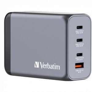 Verbatim (32205) GNC-240 GAN CHARGER 240W WITH 1 X USB-C 140W /1 X USB-C 100W / 1 X USB-C 65W / 1 X USB-A QC 3.0 (EU/UK/US)