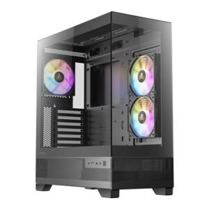 Antec CX700 Mid Tower Gaming Case 1 x USB Type-C / 1 x USB 3.0, Tempered Glass Front and Side Window Panel, Support Vertical Cooling 3 x Pre-Installed ARGB LED Fans, ATX, Micro-ATX, ITX Compatible