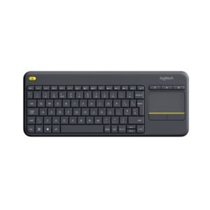 Logitech K400 Plus Wireless Touch TV Keyboard With Easy Media Control and Built-in Touchpad, HTPC Keyboard for PC-connected TV, Windows, Android, Chrome OS, Laptop, QWERTY UK English Layout, Black