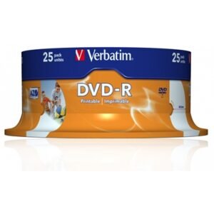 Verbatim (43538) DVD-R Wide Inkjet Printable ID Branded 25 Pack Spindle 4.7GB 16X