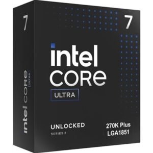 Intel Core Ultra 7 processor 270K Plus, 24 Cores, 24 Threads, 3.2GHz up to 5.5GHz, LGA 1851 Socket 36MB Cache, 125W, Maximum Turbo Power 250W, Intel Graphics, No Cooler