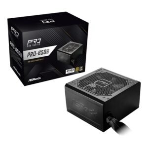 ASRock PRO-650G 650W ATX Power Supply Unit, 80 Plus Gold Certified, 120mm Silent Cooling Fan, High Efficiency PSU