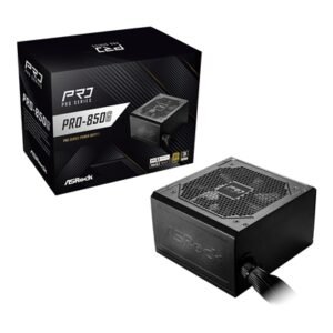 ASRock PRO-850G 850W ATX Power Supply Unit, 80 Plus Gold Certified, 120mm Silent Cooling Fan, High Efficiency PSU