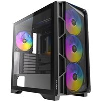 Antec AX1000 Mid Tower Gaming Case, 1 x USB Type-C / 2 x USB 3.0, Tempered Glass Side Window Panel, High Airflow Mesh Front, 4 x Pre-Installed ARGB LED Fans, E-ATX, ATX, Micro-ATX , ITX Compatible - Image 2