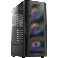 Antec AX20 Case, Black, Mid Tower, 1 x USB 3.0 / 2 x USB 2.0, Tempered Glass Side Window Panel, Slanted Bar & Mesh Design for Massive Airflow, 3 x Pre-Installed RGB LED Fans, ATX, Micro ATX, Mini-ITX Compatible - Image 2