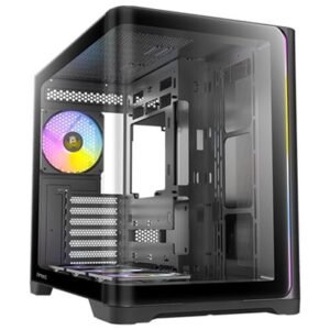 Antec Constellation C5 Curve Gaming Case, 1 x USB Type-C / 2 x USB 3.0, Tempered Glass Front and Side Window Panels, Dual Chamber Design, 4 x Pre-Installed ARGB LED Fans, Micro-ATX, ITX Compatible