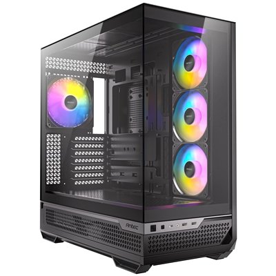 Antec Constellation C7 Mid Tower Gaming Case, 1 x USB Type-C / 2 x USB 3.0, Tempered Glass Front and Side Window Panel, Vertical Airflow, 4 x Pre-Installed ARGB LED Fans, E-ATX (= 272mm), ATX, M-ATX, ITX Compatible