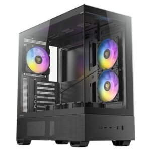 Antec CX705 ARGB Gaming Case Mid Tower,  1 x USB Type-C / 1 x USB 3.0 / 1 x USB 2.0, Tempered Glass Front and Side Window Panel, Vertical Cooling with Massive Air Intake, 5 x Pre-Installed ARGB LED Fans, ATX, Micro-ATX, ITX Compatible