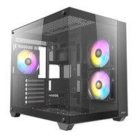 Antec CX800 Mid Tower Gaming Case, 1 x USB 3.0 / 2 x USB 2.0, Tempered Glass Front and Side Window Panel, Dual-Chamber design, 3 x Pre-Installed ARGB LED Fans , ATX, Micro ATX, Mini-ITX Compatible - Image 2