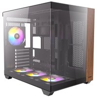 Antec CX800 Wood Mid Tower Gaming Case, 1 x USB Type-C / 1 x USB 3.0, Tempered Glass Front and Side Window Panel, Dual Chamber Design, 4 x Pre-Installed ARGB LED Fans, ATX, Micro-ATX, ITX Compatible - Image 2