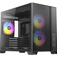 Antec FLUX M Mini Tower Gaming Case, 1 x USB Type-C / 1 x USB 3.0, Tempered Glass Side Window Panel, Vertical Airflow Design, 3 x Pre-Installed RGB LED Fans & 3 PWM Reverse Fans, Micro-ATX, ITX Compatible - Image 2