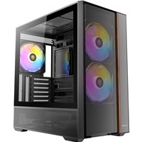 Antec FLUX Rear Mid Tower Gaming Case, 1 x USB Type-C / 2 x USB 3.0, Tempered Glass Side Window Panel, Multi-directional Vent Design, Walnut Wood Accents, 3 x Pre-Installed High-Performance PWM Fans , E-ATX (=330mm), ATX, Micro-ATX, ITX Compatible - Image 2