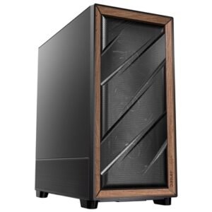 Antec FLUX SE Mid Tower Gaming Case, 1 x USB Type-C / 2 x USB 3.0, Metal Mesh with Walnu tWood Accents, 3 x Pre-Installed High-performance PWM Fans, E-ATX (=330mm), ATX, Micro-ATX, ITX Compatible