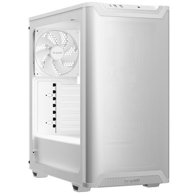 be quiet! BGW75 Pure Base 501 Airflow Window White Mid Tower Gaming Case, 1 x USB Type-C / 2 x USB 3.0, Sleek Front Panel and Airflow Cover, Water Cooling Ready, 2 x Pre-Installed Pure Wings 3 140mm Fans, ATX / M-ATX / Mini-ITX Compatible