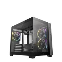 DeepCool CG330 3F ARGB Dual-Chamber Micro-ATX Tower Case, Tempered Glass Panels, 3 x 120mm ARGB Fans, USB 3.0, ITX/Micro-ATX, Black - Image 2