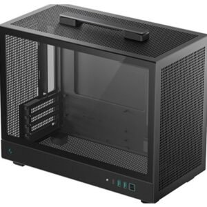 DeepCool CH160 PLUS Micro-ATX Mini Tower PC Case, Tempered Glass, High-Airflow Mesh Design, USB-C & USB 3.0 Front I/O, Supports ATX PSU & 305mm GPU, Black