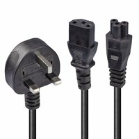 Lindy 30374 2.5m UK 3 Pin Plug To IEC C13 (Kettle) & IEC C5 (Clover) 10 Amp Mains Splitter Extension Cable - Black - Image 2